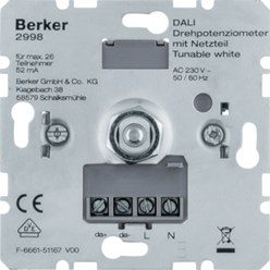 Draai-potentiometer DALI met voeding, Tunable White, met soft-klik